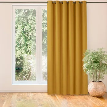 Závěs Závěs Homede Milana se zlatými průchodkami hořčicově žlutý, velikost 140x225