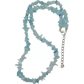 Náhrdelník Akvamarínový náhrdelník ze sekaných kamenů – cca 45 cm, přírodní minerál, esoterický šperk