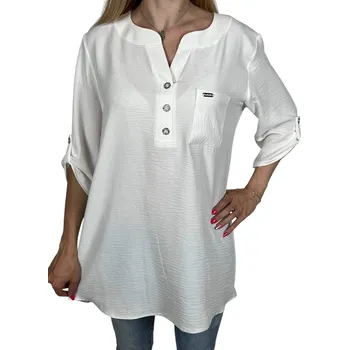 Dámská halenka Figo Dámská halenka s dlouhým rukávem DANA Barva: Bílá, Velikost: XL