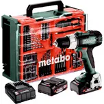 METABO SB 18 L Set Akumulátorová příklepová vrtačka 18V 2x2Ah LiPOWER; Nabíječka SC 36; Plastový kufr; se 78dílnou mobilní dílnou