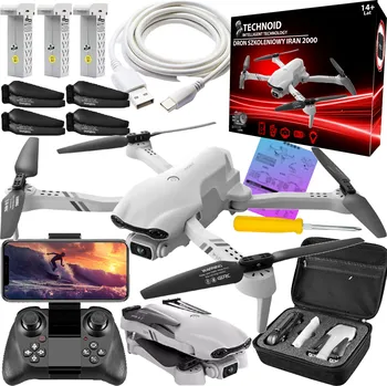 Dron DRON TECHNOID NA DÁLKOVÉ OVLÁDÁNÍ 3 BATERIE KAMERA WIFI 2000M 90 Minut 40 KM/h GIGANT