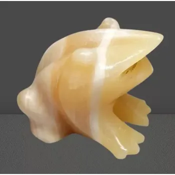 Žába z exkluzivního egyptského aragonitu – dekorace z přírodního minerálu 10 x 8 x 8 cm (váha 940 g)