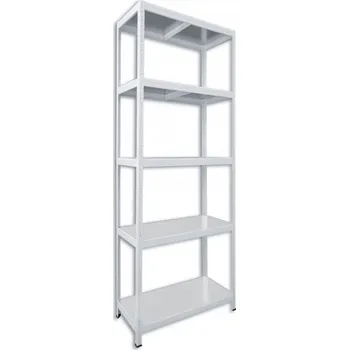 Dílenský regál Kovový regál bezšroubový Biedrax 50 x 60 x 210 cm, bílý - 5 polic pozink