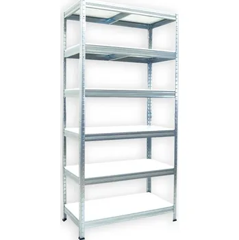 Kovový regál do garáže Biedrax 50 x 60 x 180 cm, pozinkovaný - 6 polic bílé lamino 12mm