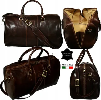 Cestovní kožená taška italská hnědá velká vintage víkendová 54 cm
