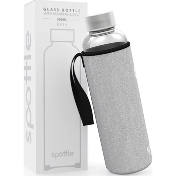 Spottle Skleněná láhev na vodu spottle 750ml s neoprenem šedá