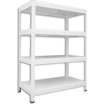 Dílenský regál Kovový regál bezšroubový Biedrax 60 x 60 x 90 cm, bílý - 4 police bílé lamino 12mm