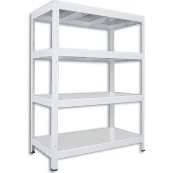 regál Kovový regál do domácnosti Biedrax 45 x 120 x 120 cm, bílý - 4 police pozink