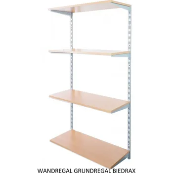 regál Biedrax Nástěnný regál základní 40 x 80 x 150 cm, stříbrný - 4 police buk