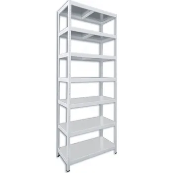 Dílenský regál Kovový regál do technické místnosti Biedrax 60 x 60 x 210 cm, bílý - 7 polic pozink