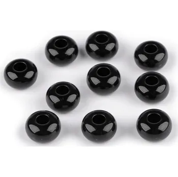 Dětské navlékací korálky Plastové korálky s velkým průvlekem Ø15 mm dekorační, barva 7 černá