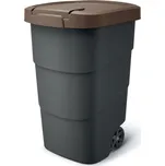 PROSPERPLAST Zahradní nádoba s kolečky WHEELER antracit s hnědým víkem 95l