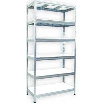 Dílenský regál Kovový regál do technické místnosti Biedrax 50 x 90 x 180 cm, pozinkovaný - 6 polic bílé lamino 12mm, 300 kg