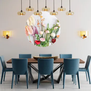 Samolepící dekorace Textilní kruhová samolepka na zeď "Luční květiny" 120cm