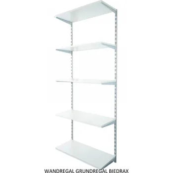 regál Biedrax Nástěnný regál základní 30 x 80 x 200 cm, stříbrný - 5 polic šedá