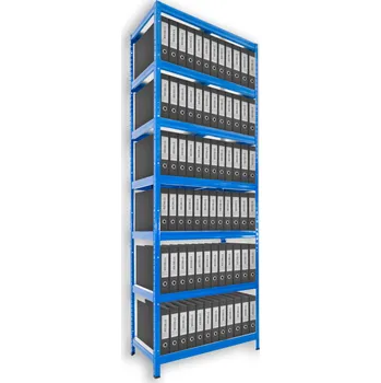 Prodejní regál Regál na šanony Biedrax 50 x 75 x 270 cm, modrý - 7 polic bílé lamino 12mm