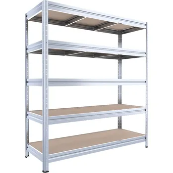 Dílenský regál Velký regál Biedrax 60 x 240 x 177 cm, 5 polic - pozink/MDF 6 mm, 300 kg/pol.