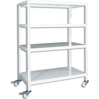 Dílenský regál Biedrax Pojízdný regál s kolečky Biedrax, bílý - 60 x 100 x 110 cm, 4 police