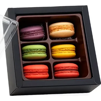 Elegantní černá krabička na makronky černá na 6 ks 13x12x6 cm