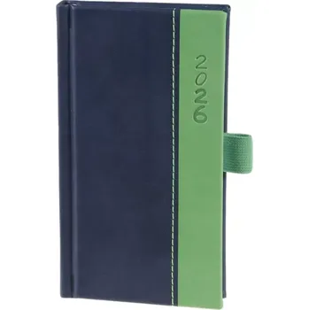 Diář Diář týdenní kapesní A6 Variace - koženka tmavě modrá / zelená