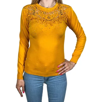 Dámská halenka CCGperfect Dámská svetrová halenka s dlouhým rukávem EDITA Barva: Hořčicová, Velikost: S-M