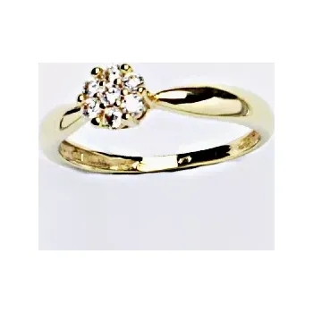 Prsten Zlatý prsten kytička čiré zirkony - VR75 - žluté zlato (Prstýnek se zirkony ve žlutém zlatě)