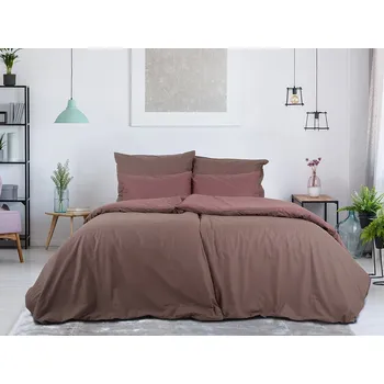 Povlečení B.E.S. - Petrovice, s.r.o. Povlečení BAVLNA Double face ZIP - Hnědá/Bordó Rozměr: 140 x 220 + 70 x 90