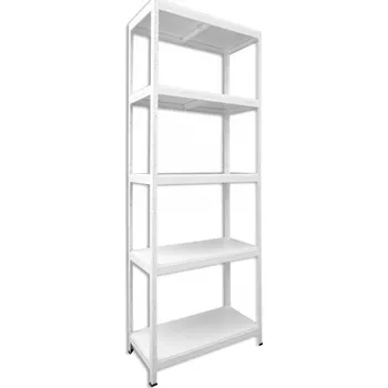 Dílenský regál Kovový regál bezšroubový Biedrax 45 x 90 x 240 cm, bílý - 5 polic bílé lamino 12mm