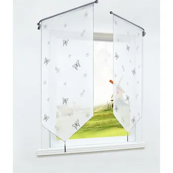 Záclona Krátká záclona motýli šedá 60x120 cm