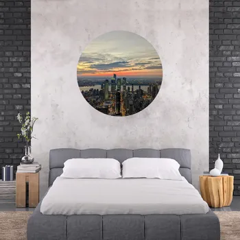 Samolepící dekorace Textilní kruhová samolepka na zeď "New York" 100cm