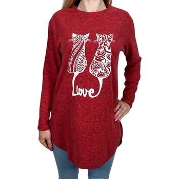 Dámská halenka AKKAYA Dámská oversize halenka s dlouhým rukávem ELISA Barva: Červená, Velikost: M