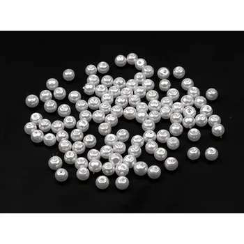 Dětské navlékací korálky Skleněné voskové perly Ø4 mm, malé, 01B bílá