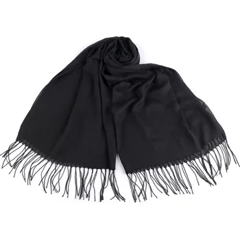 Šála Letní šátek / šála s třásněmi jednobarevný 70x175 cm, barva 12 černá
