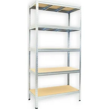 Dílenský regál Kovový regál do sklepa Biedrax 45 x 90 x 180 cm, pozinkovaný - 5 polic MDF, 300 kg