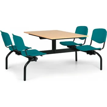 Jídelní stůl Stoly do školní jídelny Biedrax JS3843b - zelená plastová sedadla, deska buk