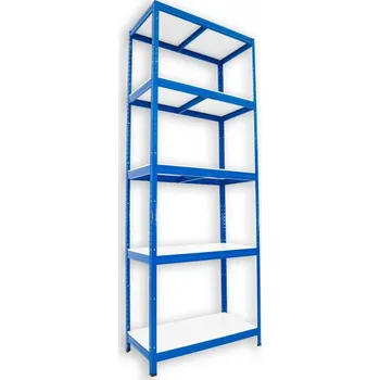 regál Kovový regál do domácnosti Biedrax 50 x 60 x 210 cm, modrý - 5 polic bílé lamino 12mm