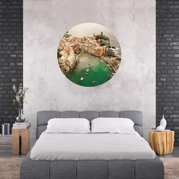 Samolepící dekorace Textilní kruhová samolepka na zeď "Cinque Terre - Italy" 100cm