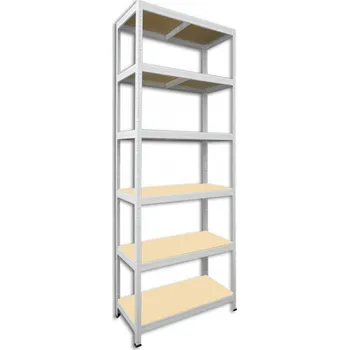 Dílenský regál Kovový regál do dílny Biedrax 35 x 75 x 210 cm, bílý - 6 polic MDF