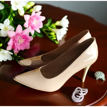 Dámské lodičky Lakované svatební lodičky pudrově růžové Velikost obuvi: 34