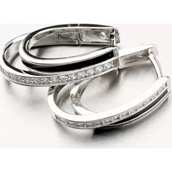 Náušnice Dámské náušnice stříbro 925 zirkon visací s černým smaltem a PKL-2134