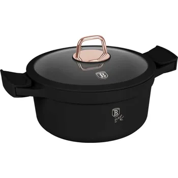 Hrnec BERLINGERHAUS Kastrol s titanovým povrchem a poklicí 24 cm Black Rose Collection BH-1457