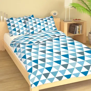 Povlečení Bavlněné povlečení Trojhranky modré Uzávěr: Hotelový uzávěr