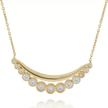 Náhrdelník Zlatý náhrdelník s obloukem z čirých zirkonů