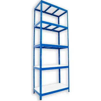 Dílenský regál Kovový regál do technické místnosti Biedrax 45 x 120 x 210 cm, modrý - 5 polic bílé lamino 12mm