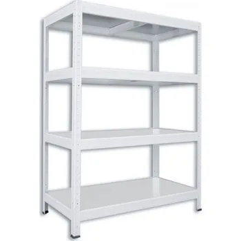 Dílenský regál Kovový regál do technické místnosti Biedrax 50 x 75 x 90 cm, bílý - 4 police pozink