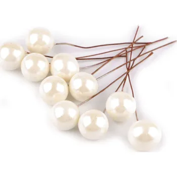 umělá květina bobule na drátku Ø1,5 cm krémová - 10ks