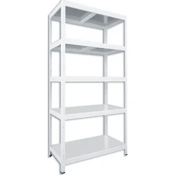 regál Kovový regál do domácnosti Biedrax 50 x 75 x 180 cm, bílý - 5 polic pozink
