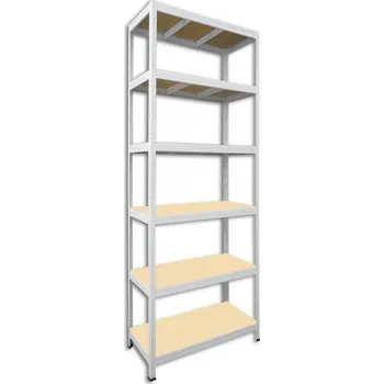 regál Kovový regál do domácnosti Biedrax 50 x 120 x 240 cm, bílý - 6 polic MDF