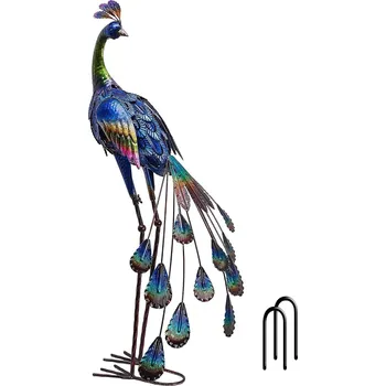 Teresa's Collections velká zahradní socha páva 89cm kovová dekorace