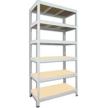 Dílenský regál Kovový regál do sklepa Biedrax 60 x 120 x 180 cm, bílý - 6 polic MDF